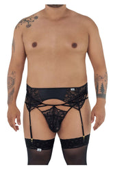 CandyMan 99550X Ensemble jarretière-jockstrap en dentelle Couleur Noir